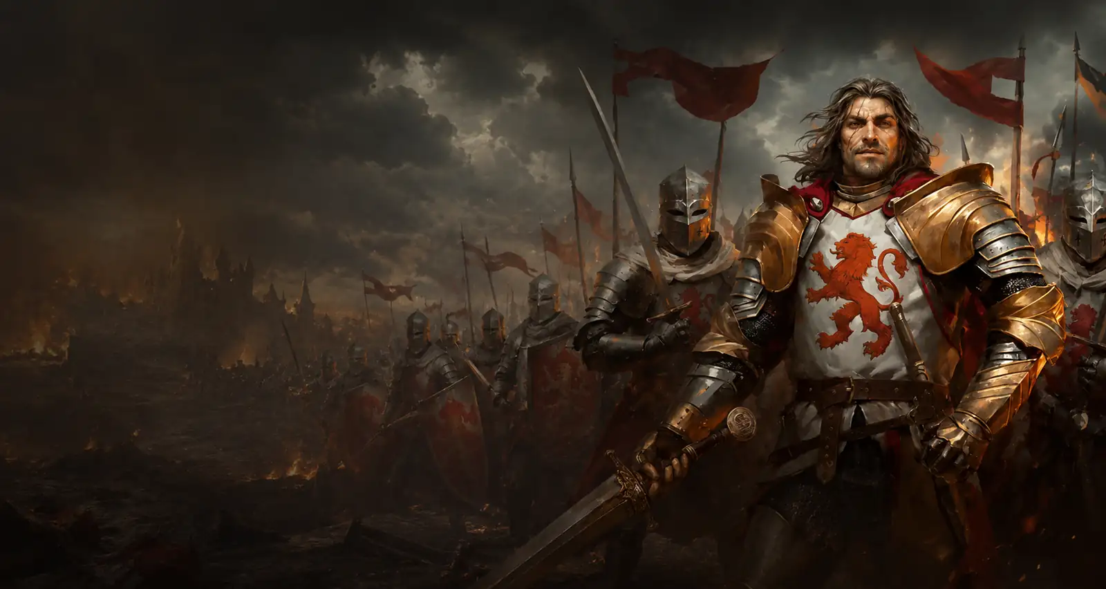Rycerz Crusado i jego armia na wyprawie